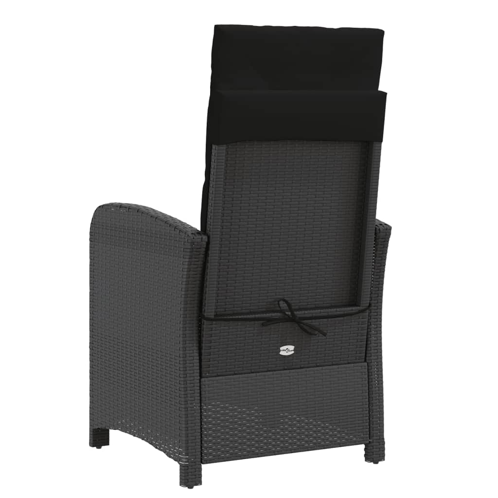 Tuinstoelen 2 st verstelbaar met voetensteun poly rattan zwart is nu te koop bij PeponiXL, paradijselijk wonen!