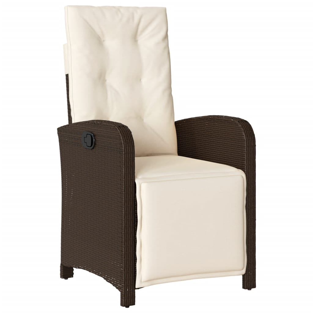 Tuinstoelen 2 st verstelbaar met voetensteun poly rattan bruin is nu te koop bij PeponiXL, paradijselijk wonen!