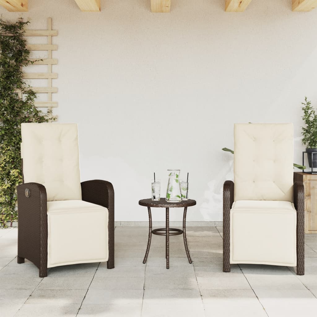 Tuinstoelen 2 st verstelbaar met voetensteun poly rattan bruin is nu te koop bij PeponiXL, paradijselijk wonen!