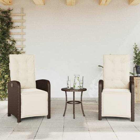 Tuinstoelen 2 st verstelbaar met voetensteun poly rattan bruin is nu te koop bij PeponiXL, paradijselijk wonen!