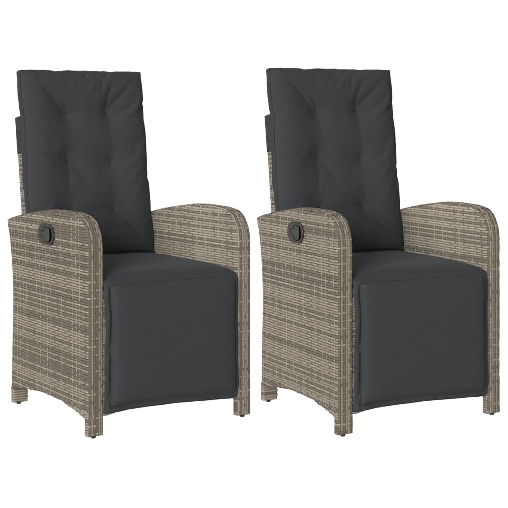 Tuinstoelen 2 st verstelbaar met voetensteun poly rattan grijs is nu te koop bij PeponiXL, paradijselijk wonen!
