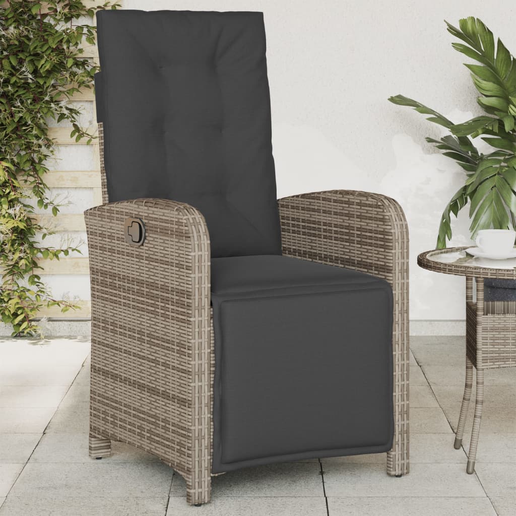 Tuinstoelen 2 st verstelbaar met voetensteun poly rattan grijs is nu te koop bij PeponiXL, paradijselijk wonen!