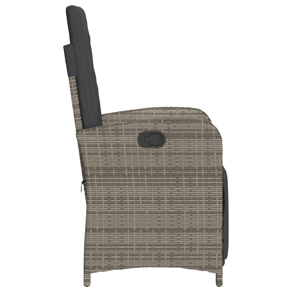 Tuinstoelen 2 st verstelbaar met voetensteun poly rattan grijs is nu te koop bij PeponiXL, paradijselijk wonen!
