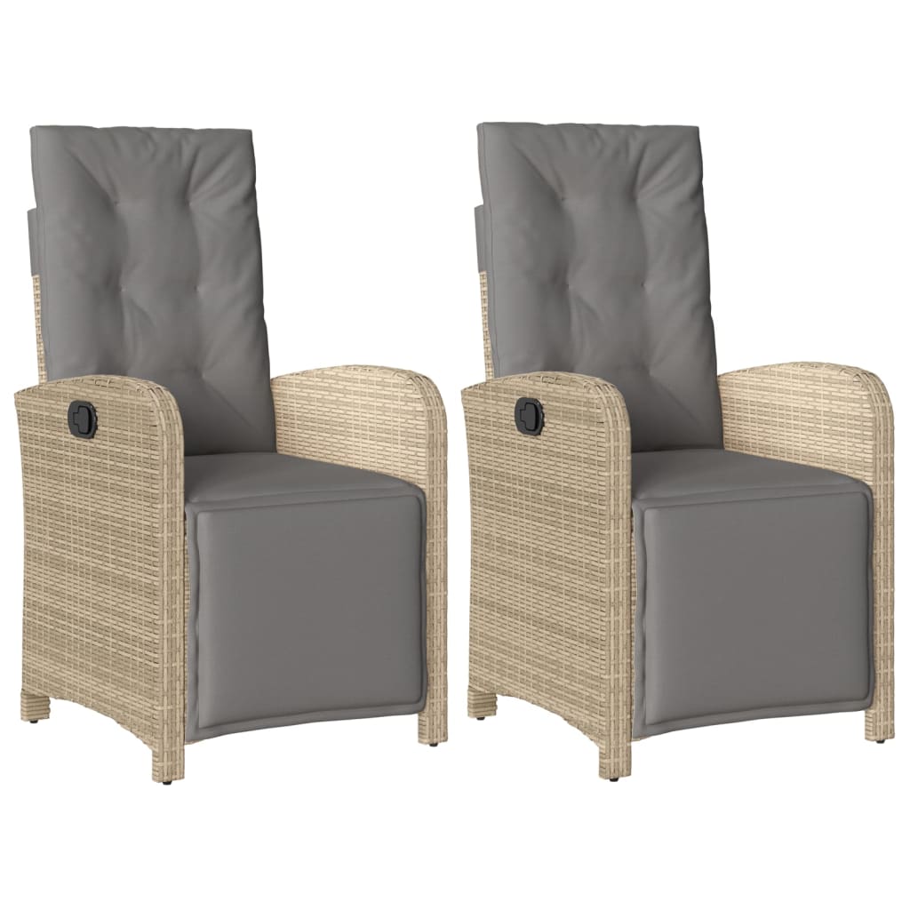 Tuinstoelen 2 st verstelbaar voetensteun poly rattan beige mix is nu te koop bij PeponiXL, paradijselijk wonen!