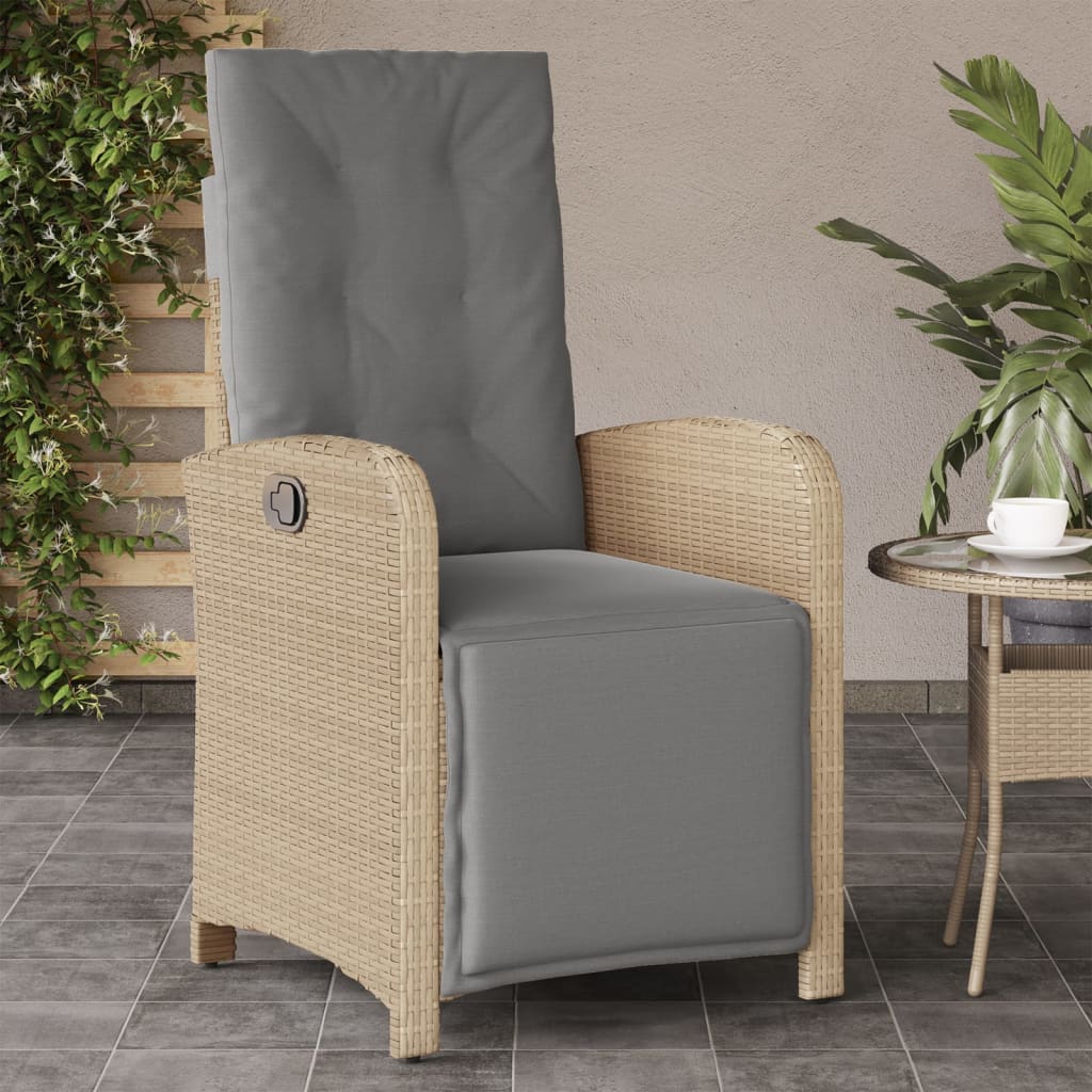 Tuinstoelen 2 st verstelbaar voetensteun poly rattan beige mix is nu te koop bij PeponiXL, paradijselijk wonen!
