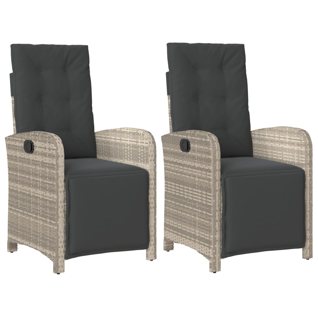 Tuinstoelen 2 st verstelbaar voetensteun poly rattan lichtgrijs is nu te koop bij PeponiXL, paradijselijk wonen!