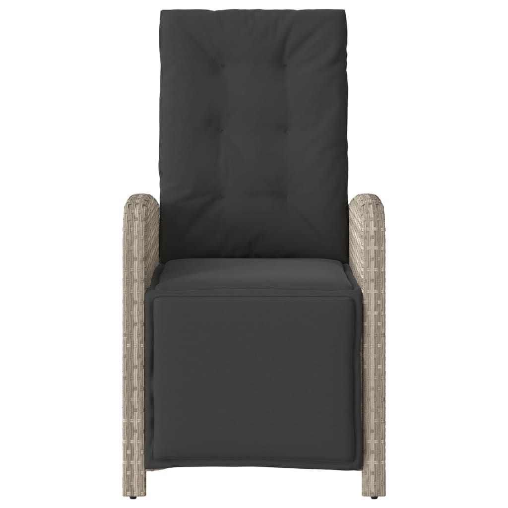 Tuinstoelen 2 st verstelbaar voetensteun poly rattan lichtgrijs is nu te koop bij PeponiXL, paradijselijk wonen!