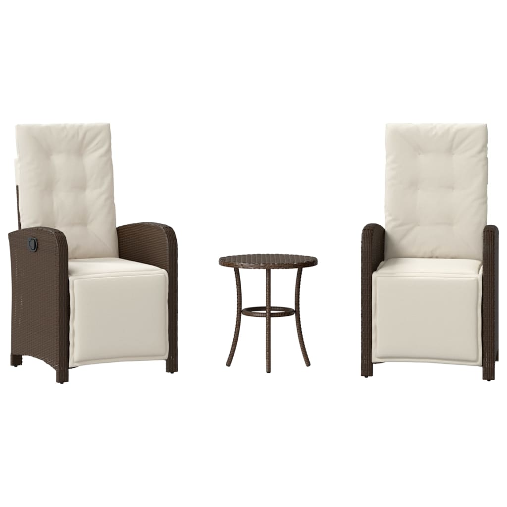3-delige Bistroset met kussens poly rattan bruin is nu te koop bij PeponiXL, paradijselijk wonen!