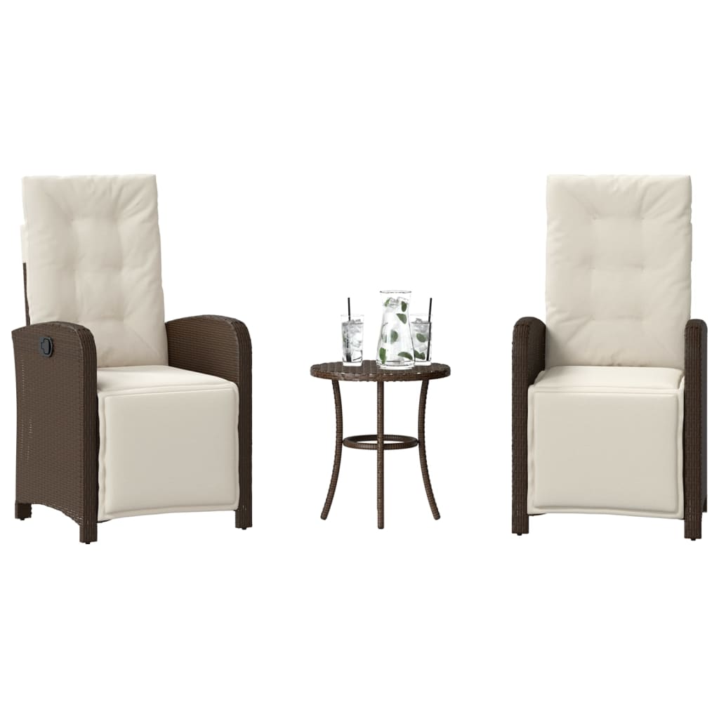 3-delige Bistroset met kussens poly rattan bruin is nu te koop bij PeponiXL, paradijselijk wonen!