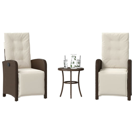 3-delige Bistroset met kussens poly rattan bruin is nu te koop bij PeponiXL, paradijselijk wonen!