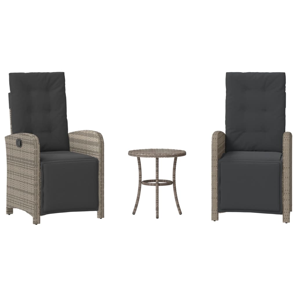 3-delige Bistroset met kussens poly rattan grijs is nu te koop bij PeponiXL, paradijselijk wonen!