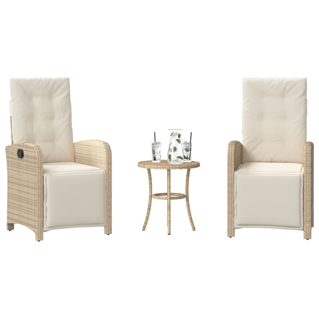 3-delige Bistroset met kussens poly rattan beige is nu te koop bij PeponiXL, paradijselijk wonen!