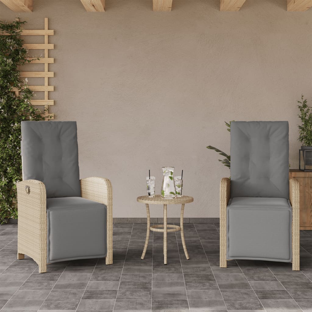 3-delige Bistroset met kussens poly rattan gemengd beige is nu te koop bij PeponiXL, paradijselijk wonen!