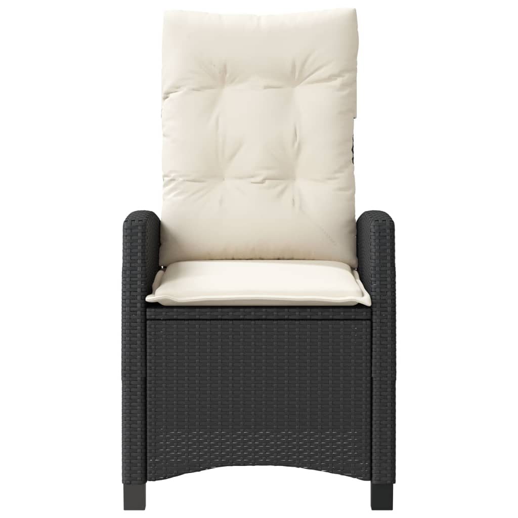Tuinstoel verstelbaar met kussens poly rattan zwart is nu te koop bij PeponiXL, paradijselijk wonen!