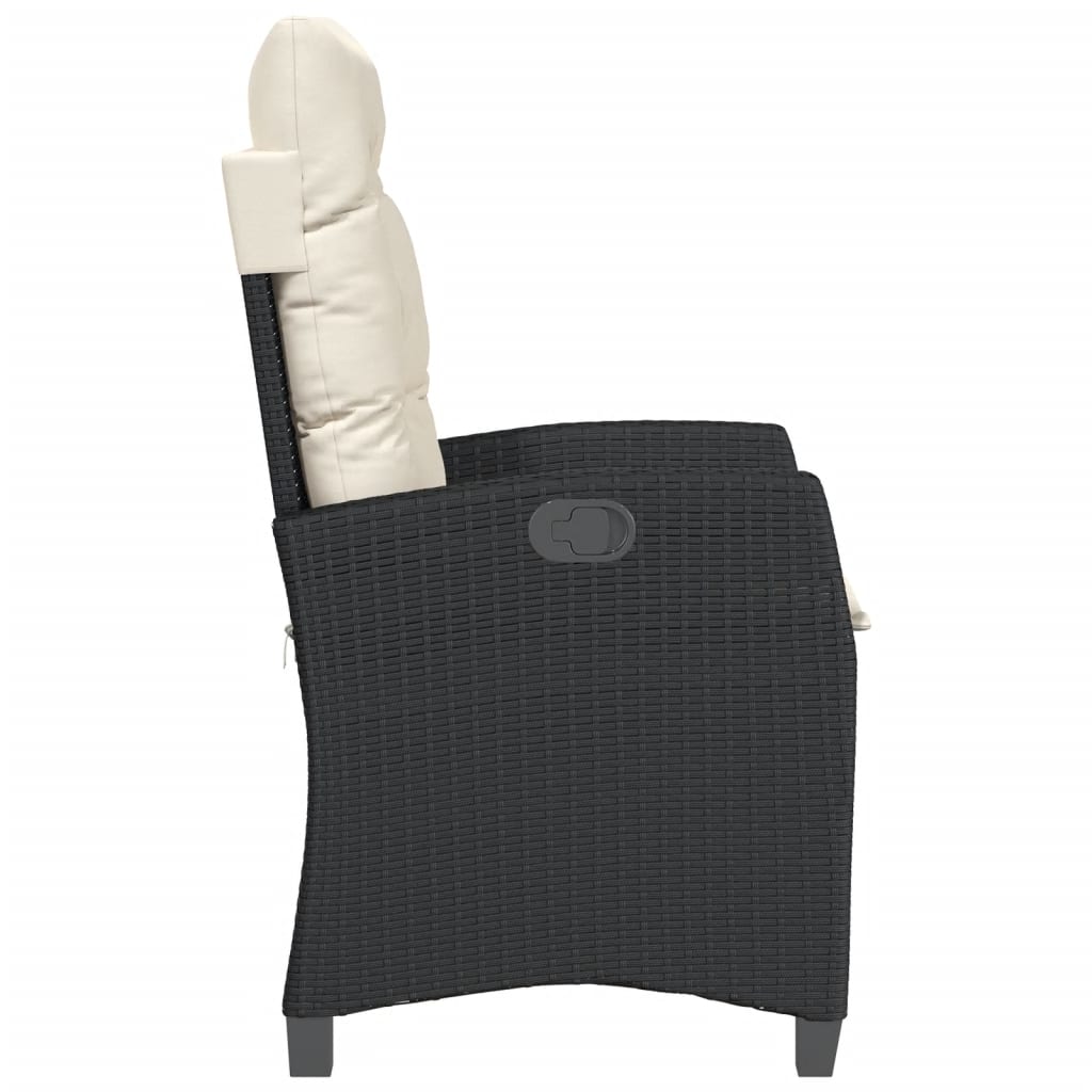 Tuinstoel verstelbaar met kussens poly rattan zwart is nu te koop bij PeponiXL, paradijselijk wonen!