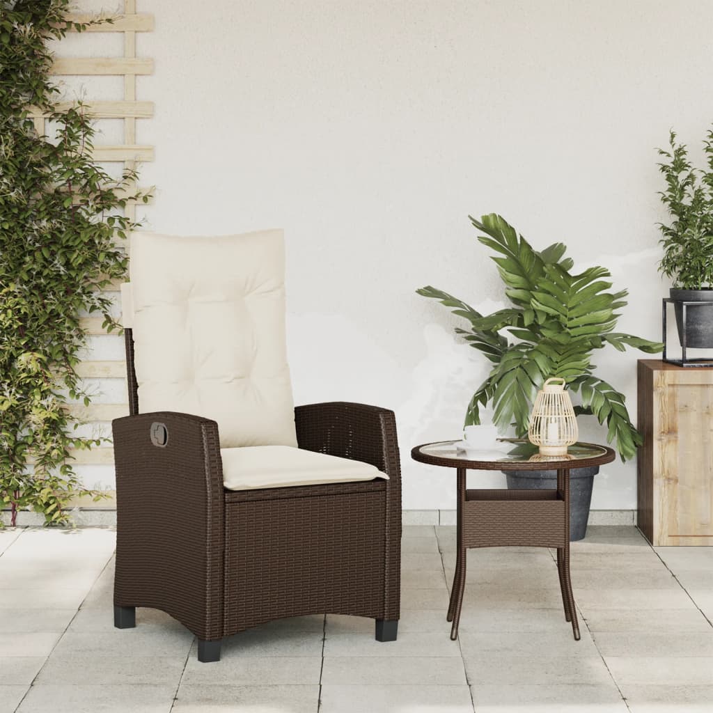Tuinstoel verstelbaar met kussens poly rattan bruin is nu te koop bij PeponiXL, paradijselijk wonen!