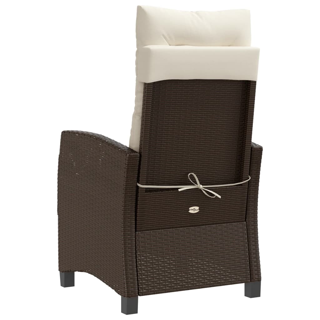 Tuinstoel verstelbaar met kussens poly rattan bruin is nu te koop bij PeponiXL, paradijselijk wonen!