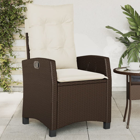 Tuinstoel verstelbaar met kussens poly rattan bruin is nu te koop bij PeponiXL, paradijselijk wonen!