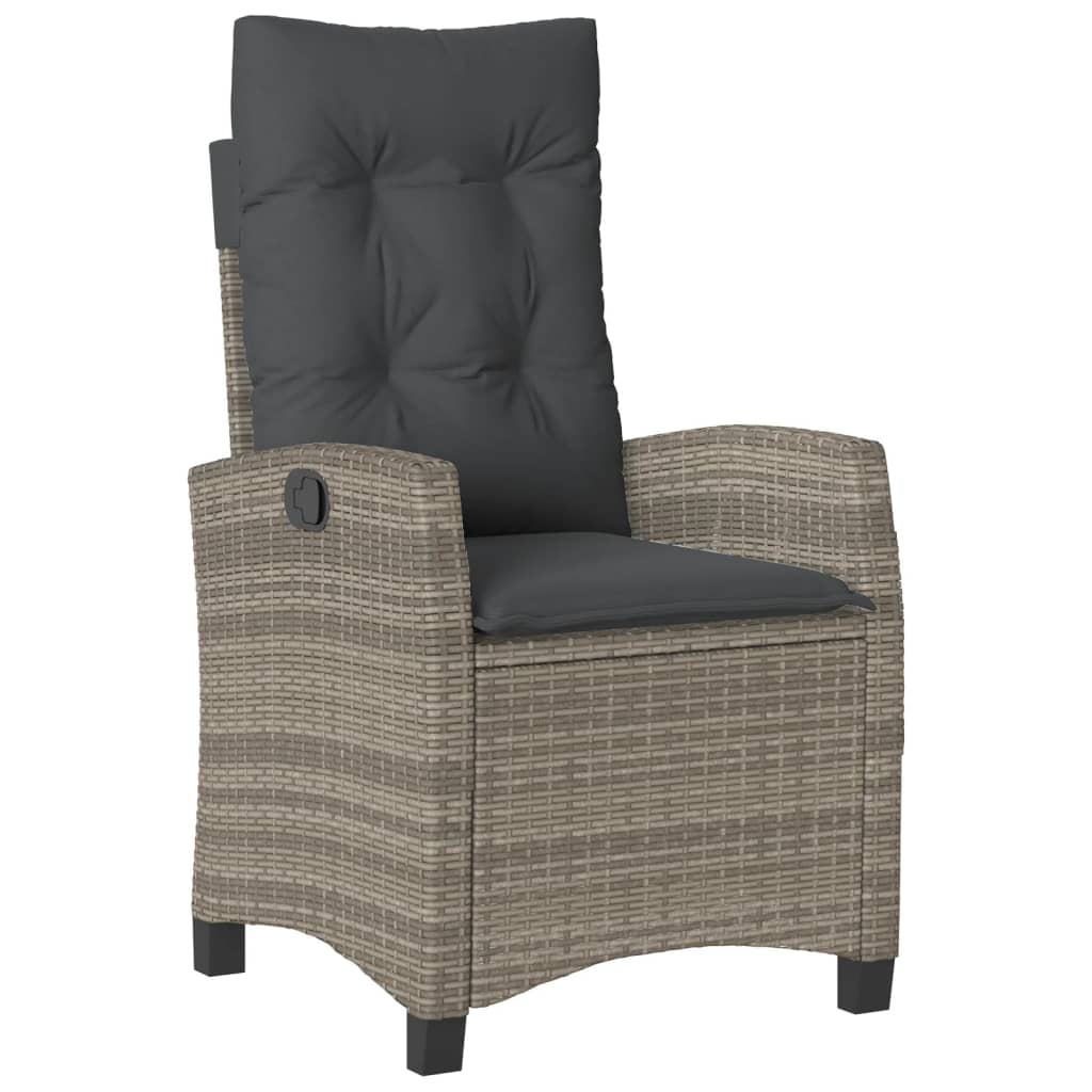 Tuinstoel verstelbaar met kussens poly rattan grijs is nu te koop bij PeponiXL, paradijselijk wonen!