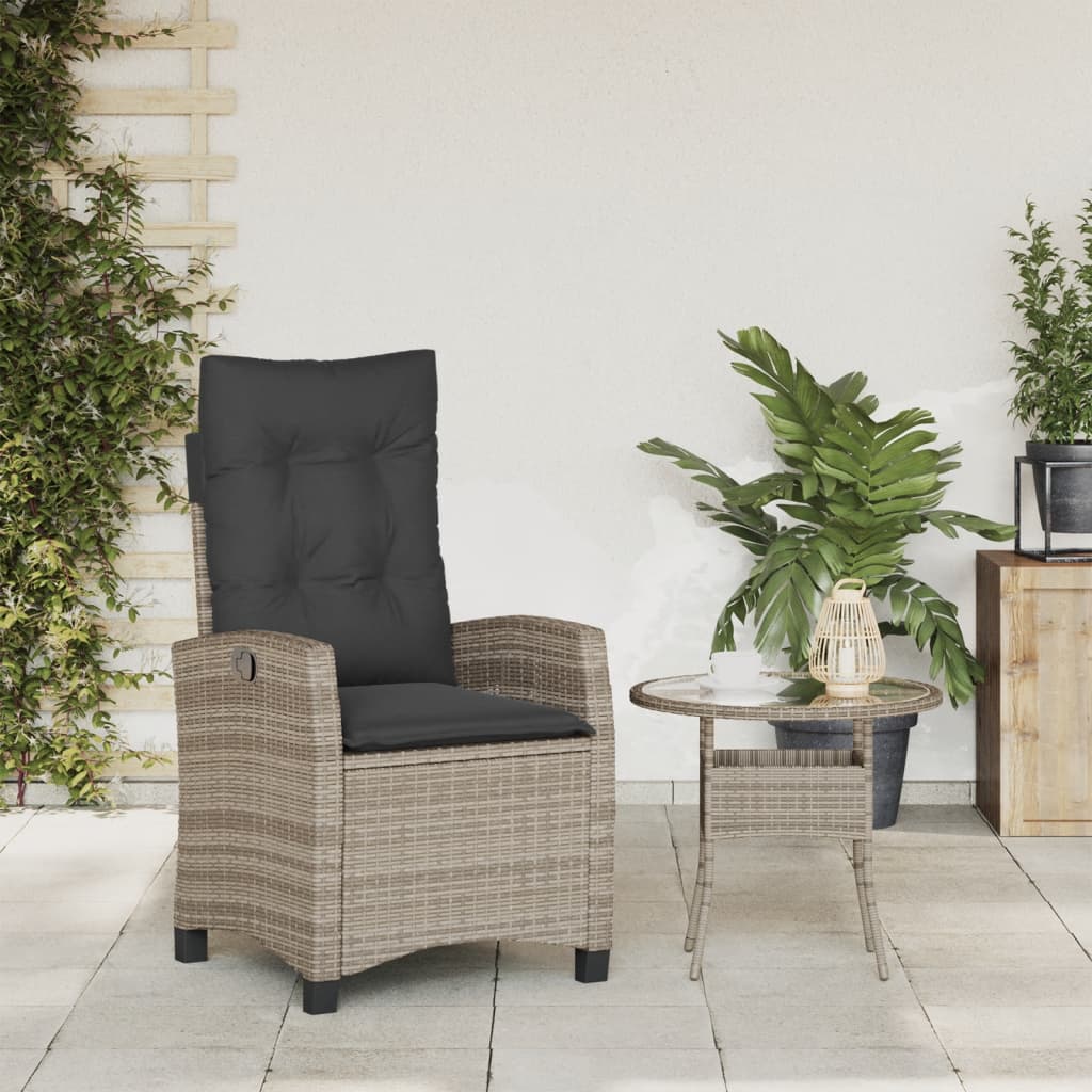 Tuinstoel verstelbaar met kussens poly rattan grijs is nu te koop bij PeponiXL, paradijselijk wonen!