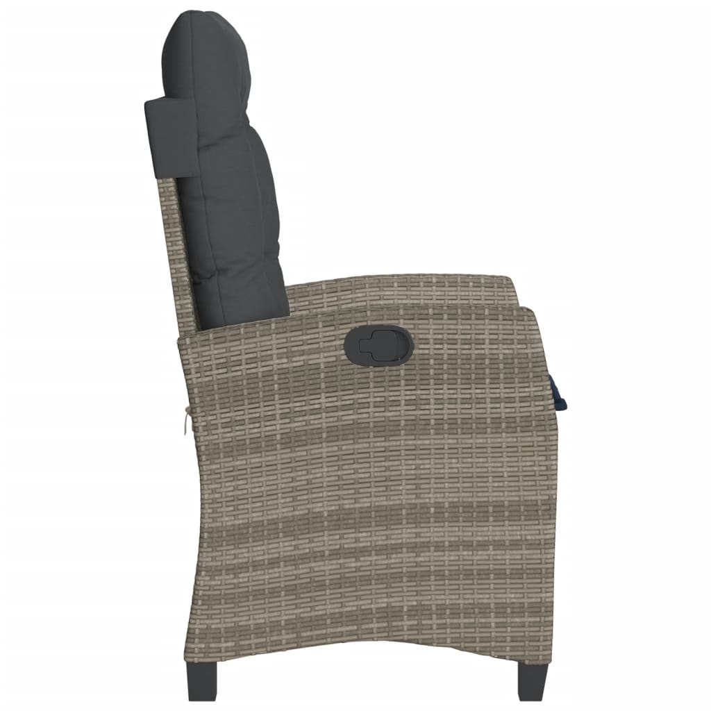 Tuinstoel verstelbaar met kussens poly rattan grijs is nu te koop bij PeponiXL, paradijselijk wonen!