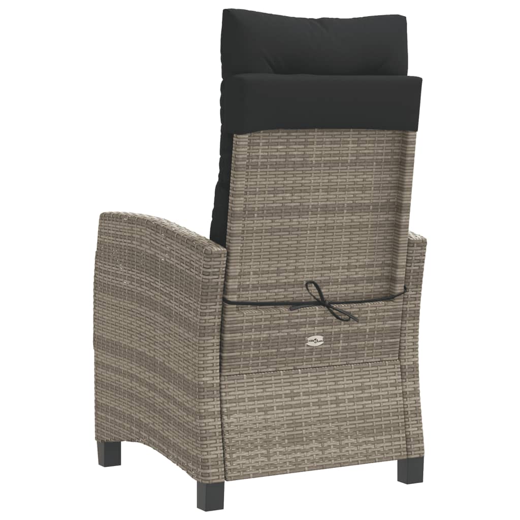Tuinstoel verstelbaar met kussens poly rattan grijs is nu te koop bij PeponiXL, paradijselijk wonen!