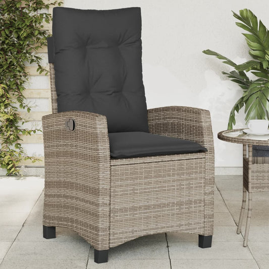 Tuinstoel verstelbaar met kussens poly rattan grijs is nu te koop bij PeponiXL, paradijselijk wonen!
