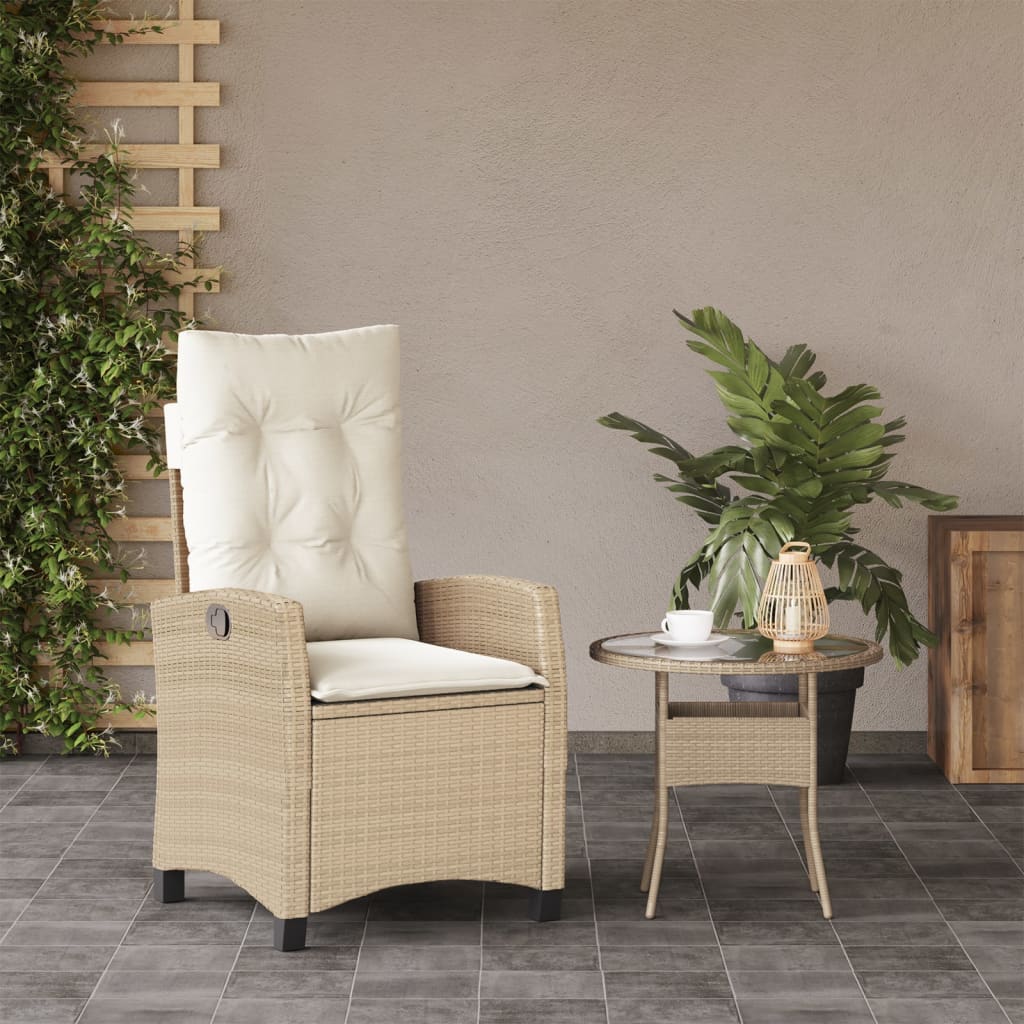 Tuinstoel verstelbaar met kussens poly rattan beige is nu te koop bij PeponiXL, paradijselijk wonen!