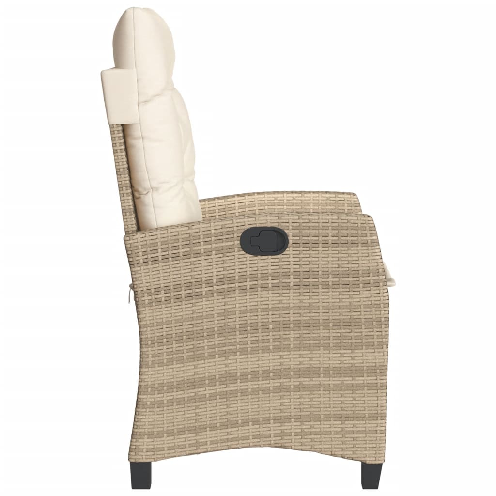 Tuinstoel verstelbaar met kussens poly rattan beige is nu te koop bij PeponiXL, paradijselijk wonen!