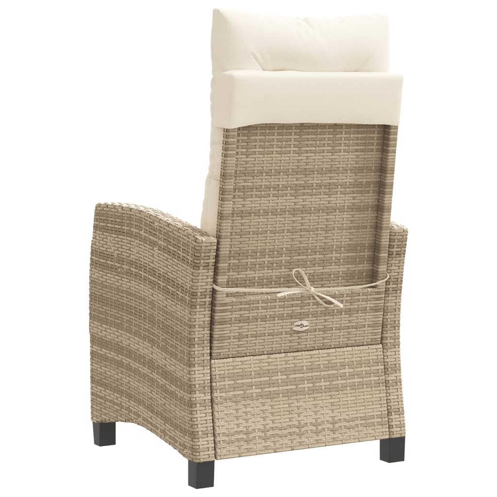 Tuinstoel verstelbaar met kussens poly rattan beige is nu te koop bij PeponiXL, paradijselijk wonen!