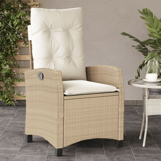 Tuinstoel verstelbaar met kussens poly rattan beige is nu te koop bij PeponiXL, paradijselijk wonen!