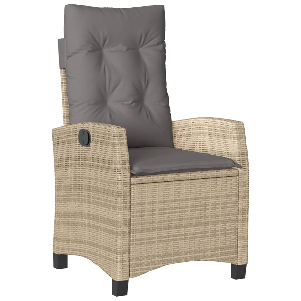 Tuinstoel verstelbaar met kussens poly rattan gemengd beige is nu te koop bij PeponiXL, paradijselijk wonen!