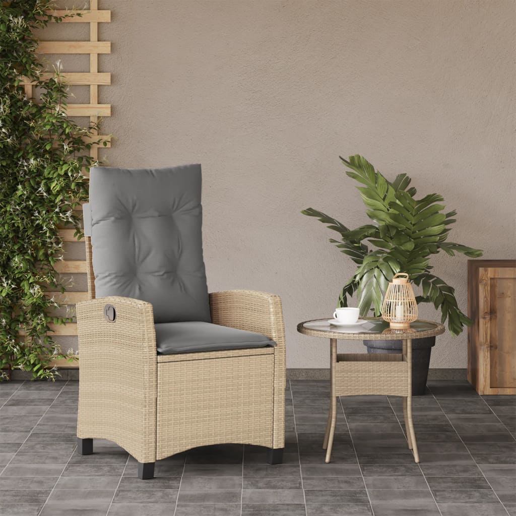 Tuinstoel verstelbaar met kussens poly rattan gemengd beige is nu te koop bij PeponiXL, paradijselijk wonen!