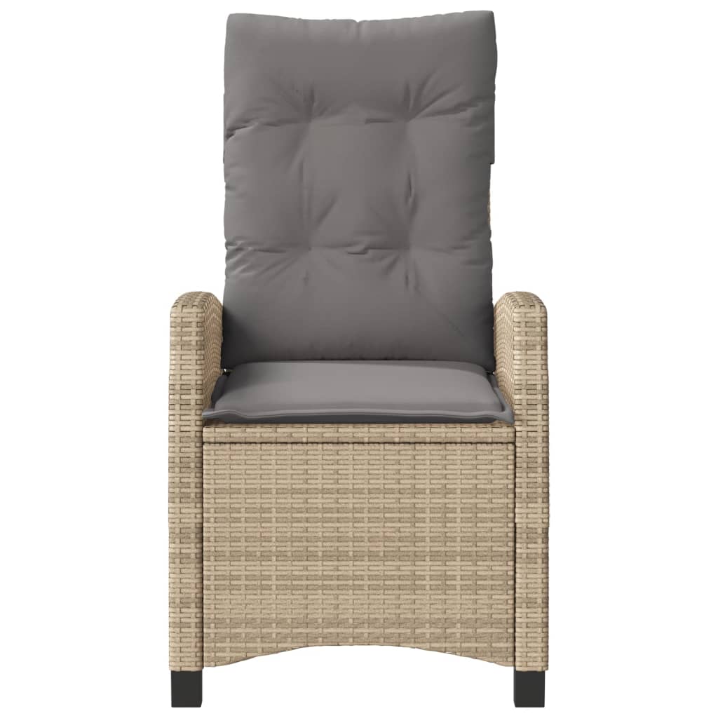 Tuinstoel verstelbaar met kussens poly rattan gemengd beige is nu te koop bij PeponiXL, paradijselijk wonen!