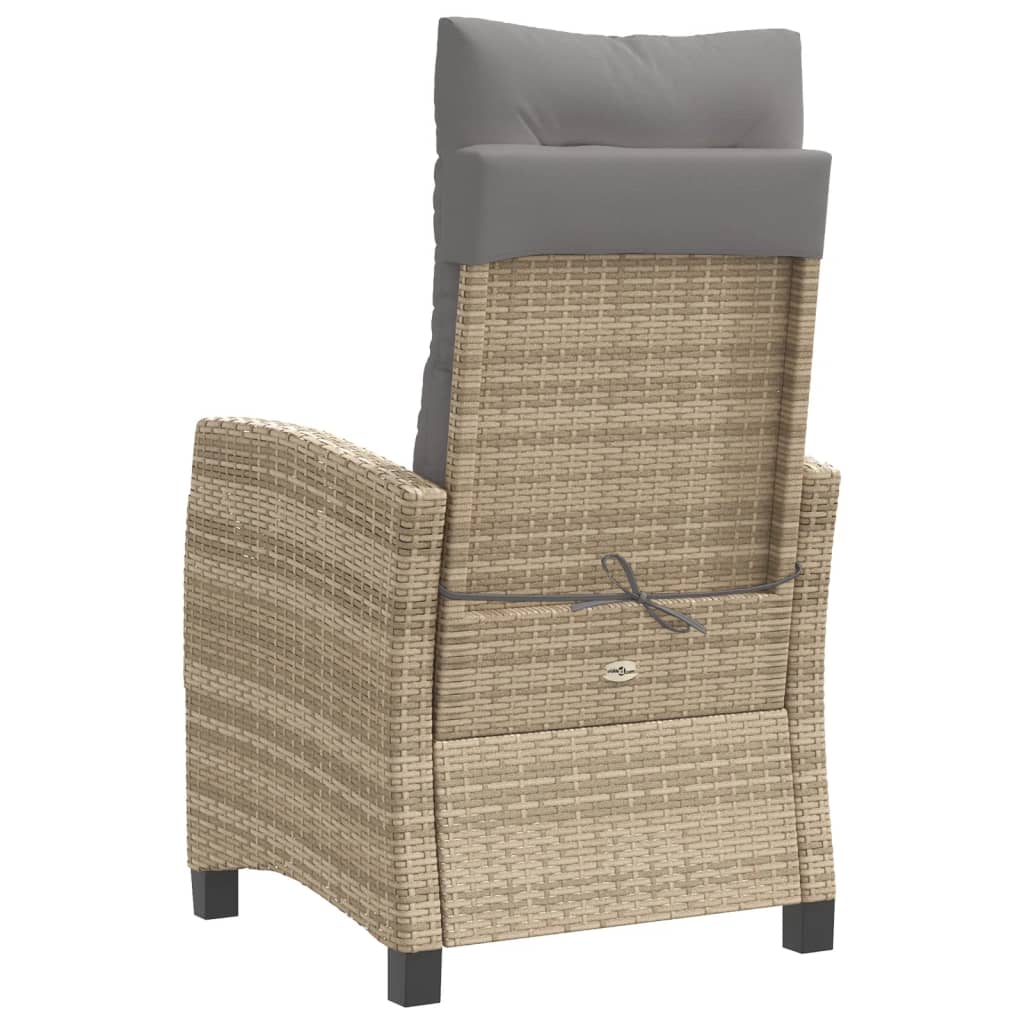 Tuinstoel verstelbaar met kussens poly rattan gemengd beige is nu te koop bij PeponiXL, paradijselijk wonen!