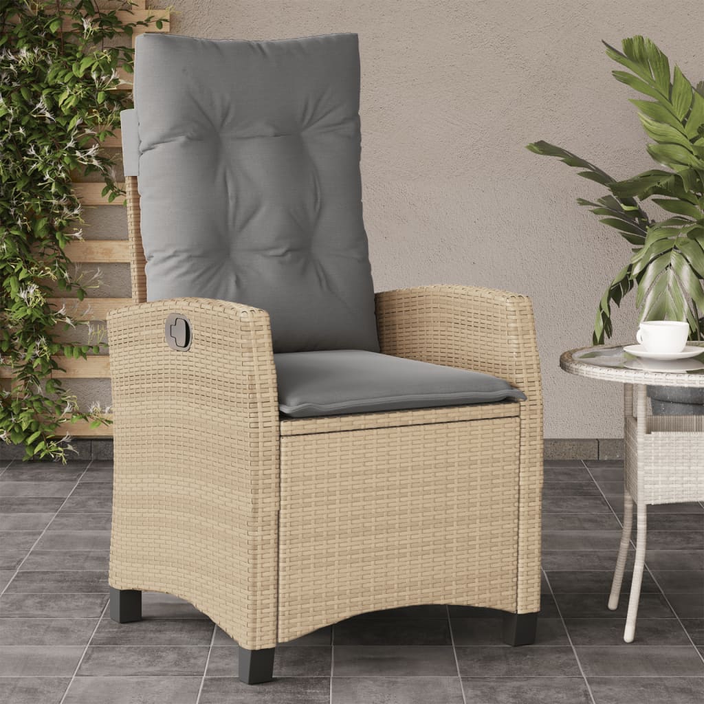 Tuinstoel verstelbaar met kussens poly rattan gemengd beige is nu te koop bij PeponiXL, paradijselijk wonen!