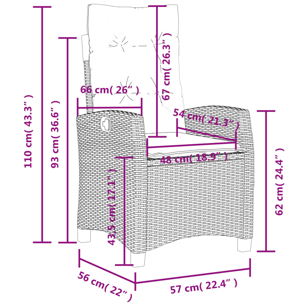 Tuinstoel verstelbaar met kussens poly rattan lichtgrijs is nu te koop bij PeponiXL, paradijselijk wonen!