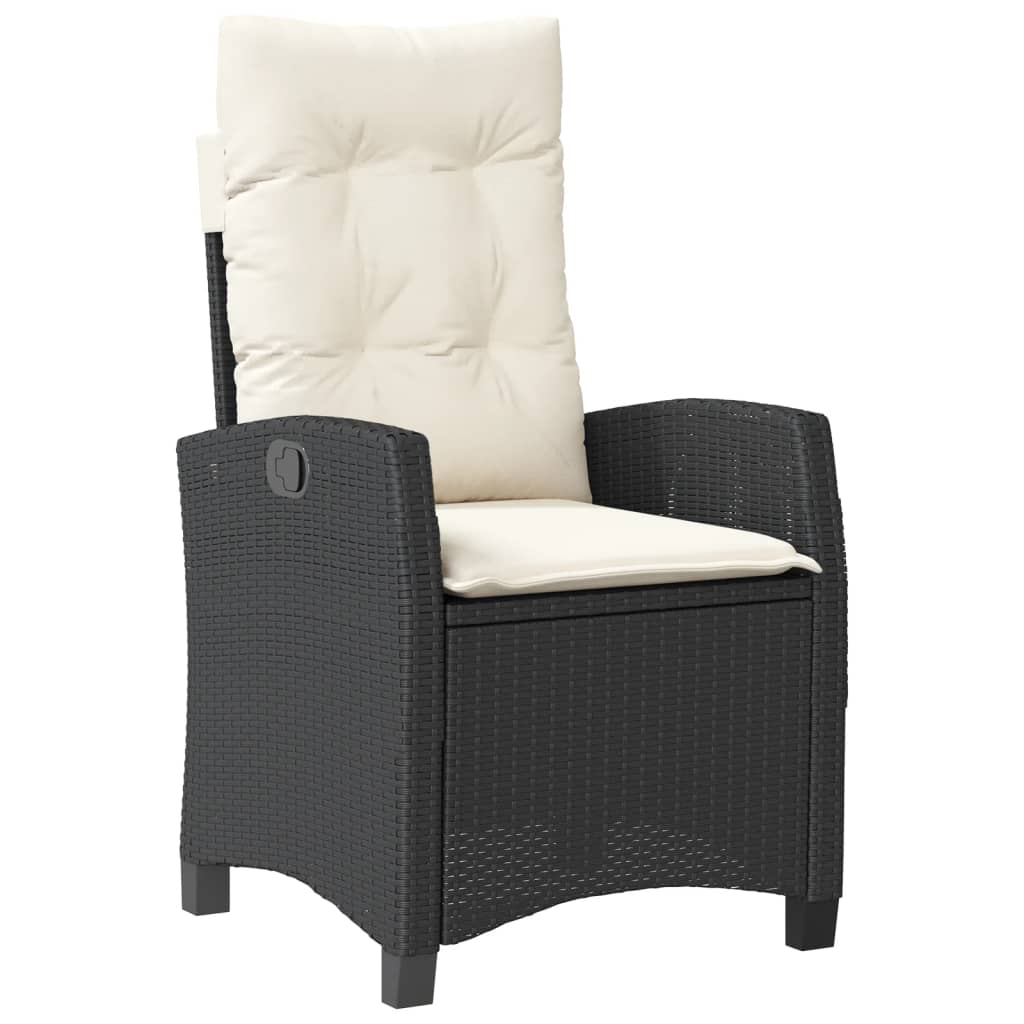 Tuinstoelen 2 st verstelbaar met kussens poly rattan zwart is nu te koop bij PeponiXL, paradijselijk wonen!