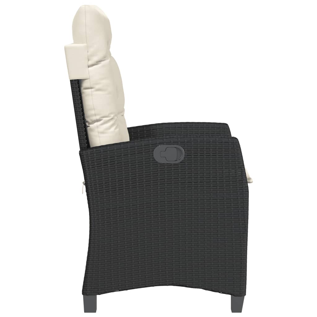 Tuinstoelen 2 st verstelbaar met kussens poly rattan zwart is nu te koop bij PeponiXL, paradijselijk wonen!