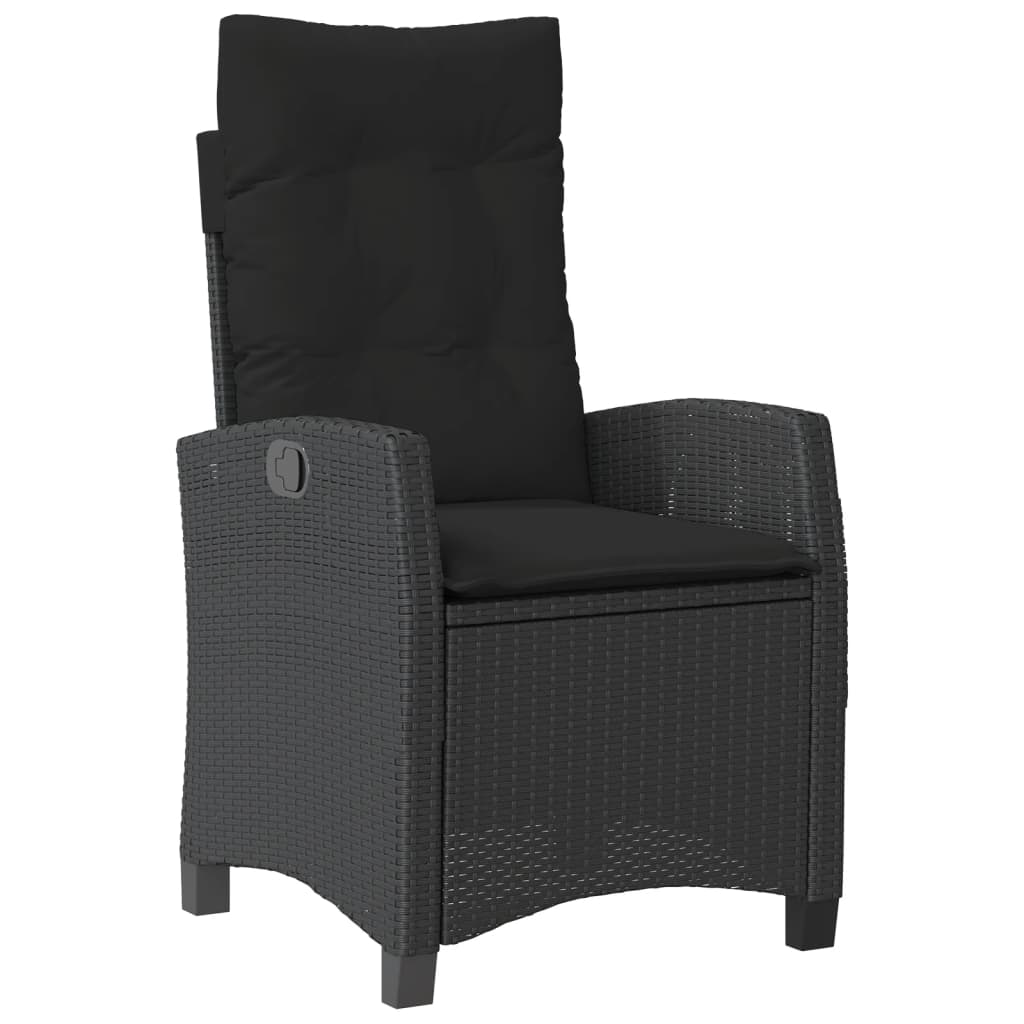 Tuinstoelen 2 st verstelbaar met kussens poly rattan zwart is nu te koop bij PeponiXL, paradijselijk wonen!