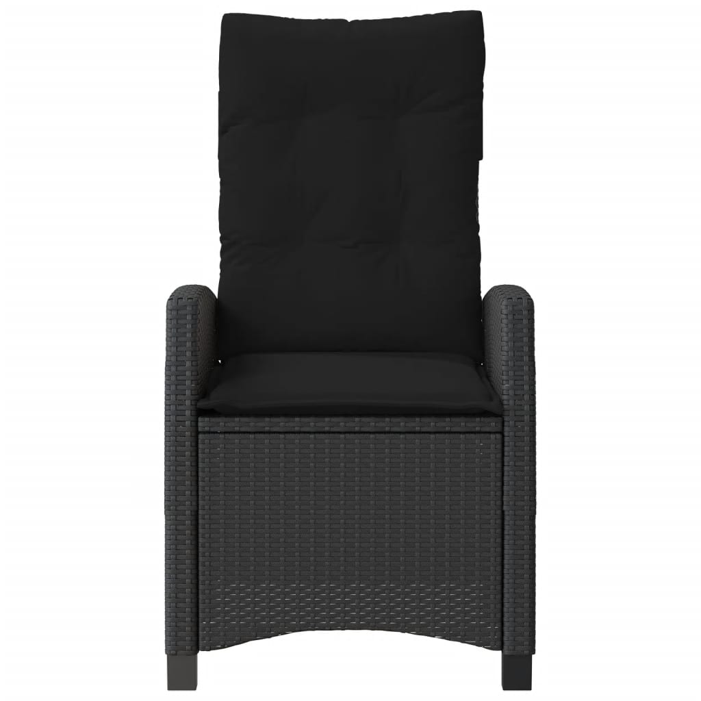 Tuinstoelen 2 st verstelbaar met kussens poly rattan zwart is nu te koop bij PeponiXL, paradijselijk wonen!