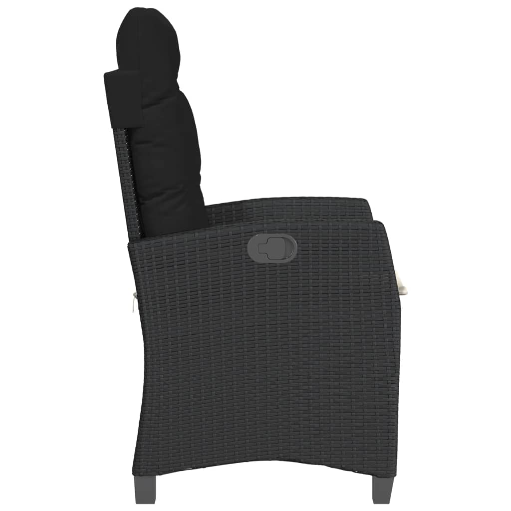 Tuinstoelen 2 st verstelbaar met kussens poly rattan zwart is nu te koop bij PeponiXL, paradijselijk wonen!