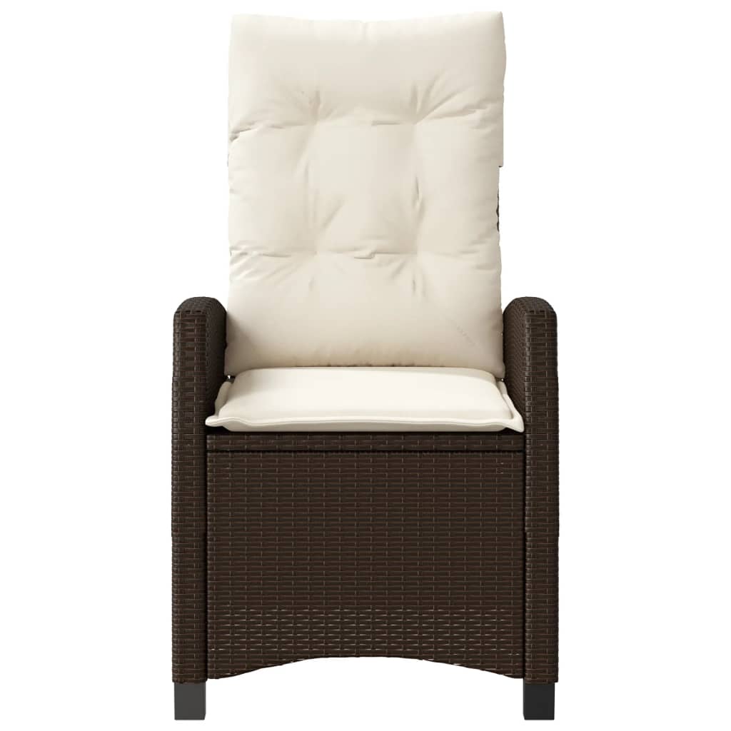 Tuinstoelen 2 st verstelbaar met kussens poly rattan bruin is nu te koop bij PeponiXL, paradijselijk wonen!
