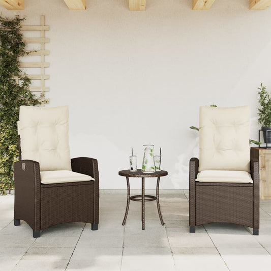 Tuinstoelen 2 st verstelbaar met kussens poly rattan bruin is nu te koop bij PeponiXL, paradijselijk wonen!