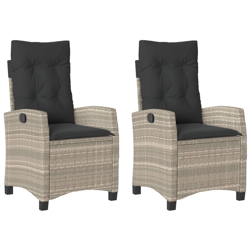 Tuinstoelen 2 st verstelbaar met kussens poly rattan lichtgrijs is nu te koop bij PeponiXL, paradijselijk wonen!