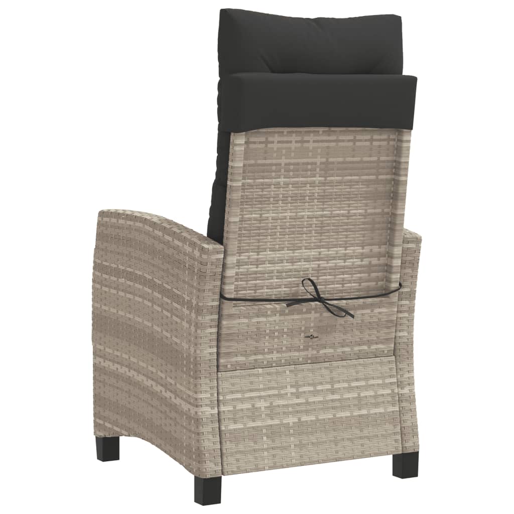 Tuinstoelen 2 st verstelbaar met kussens poly rattan lichtgrijs is nu te koop bij PeponiXL, paradijselijk wonen!