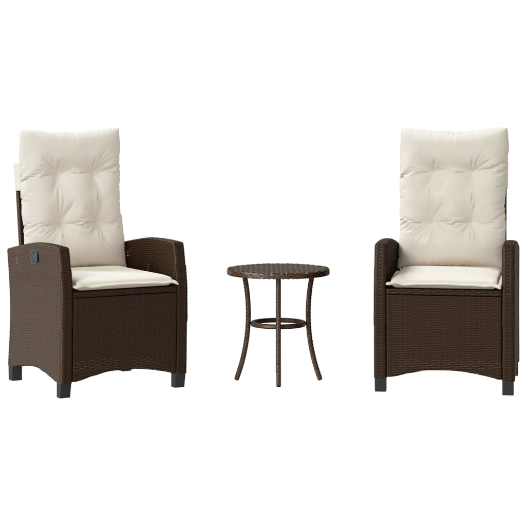 3-delige Bistroset met kussens poly rattan bruin is nu te koop bij PeponiXL, paradijselijk wonen!