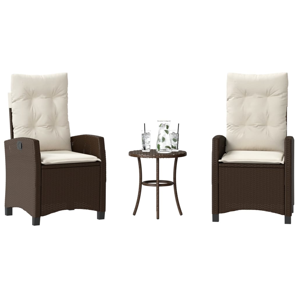 3-delige Bistroset met kussens poly rattan bruin is nu te koop bij PeponiXL, paradijselijk wonen!