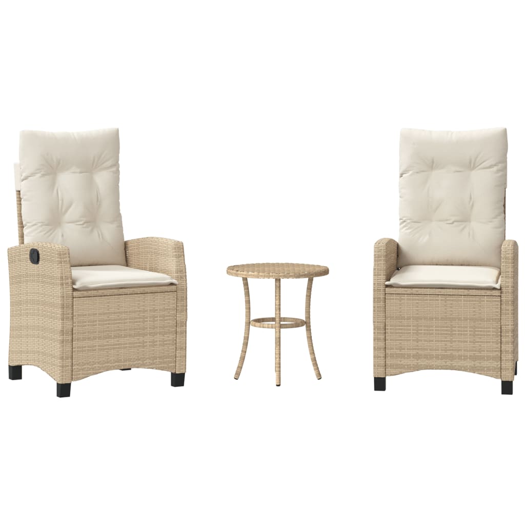 3-delige Bistroset met kussens poly rattan beige is nu te koop bij PeponiXL, paradijselijk wonen!
