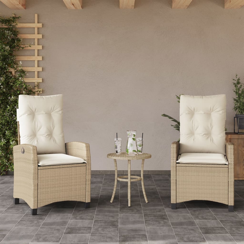 3-delige Bistroset met kussens poly rattan beige is nu te koop bij PeponiXL, paradijselijk wonen!